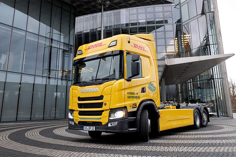 Scania та DHL випробують важку електричну вантажівку з паливним генератором